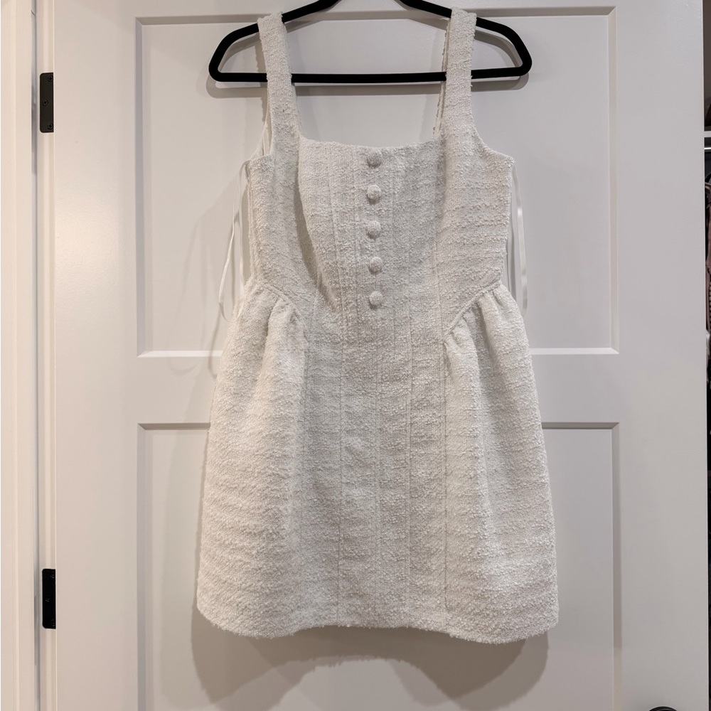 Gianni Bini White Dress with Textured Trim